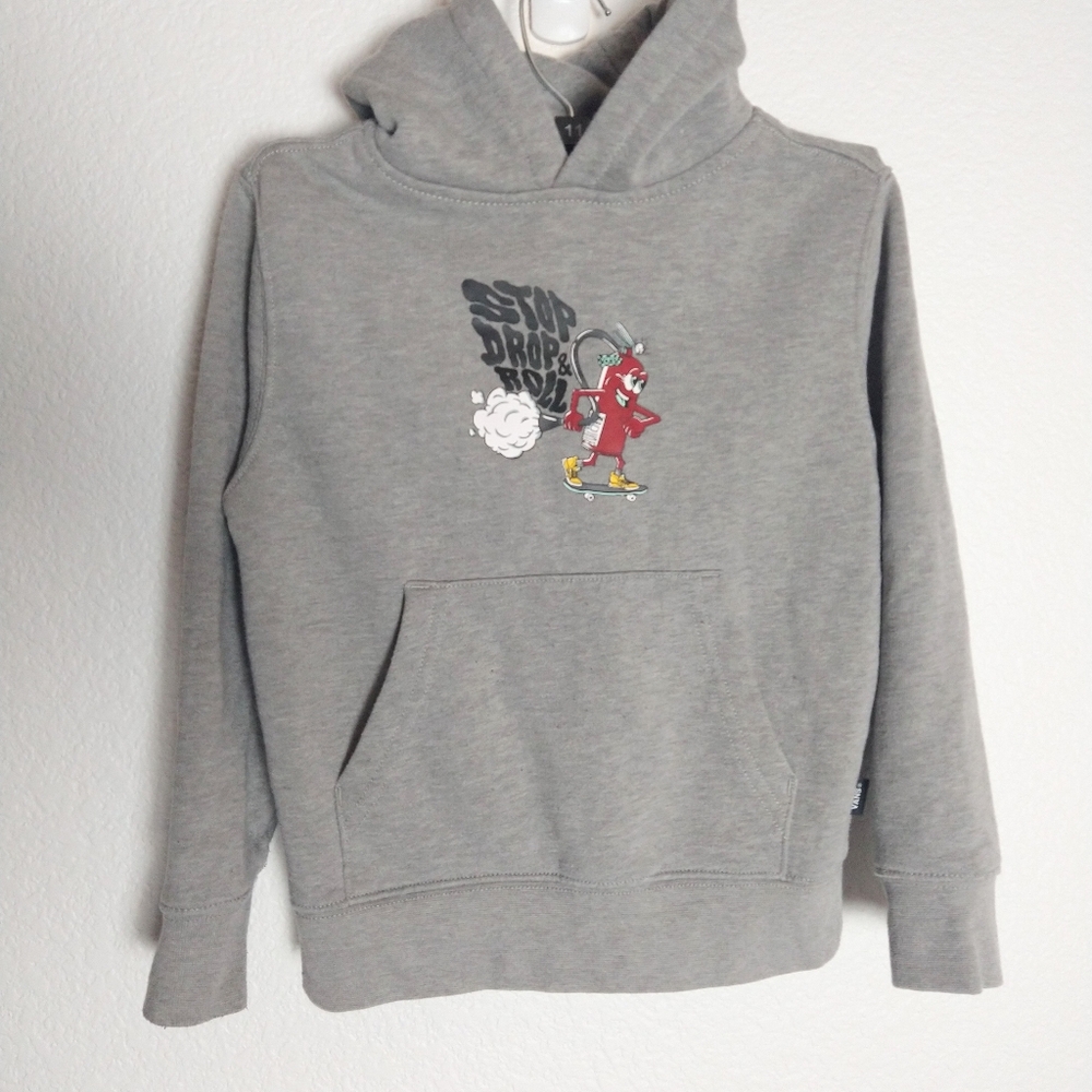 Boy's Vans Gray Hoodie Size 3T Stop Drop Roll Skater Skate Boarding Graphic